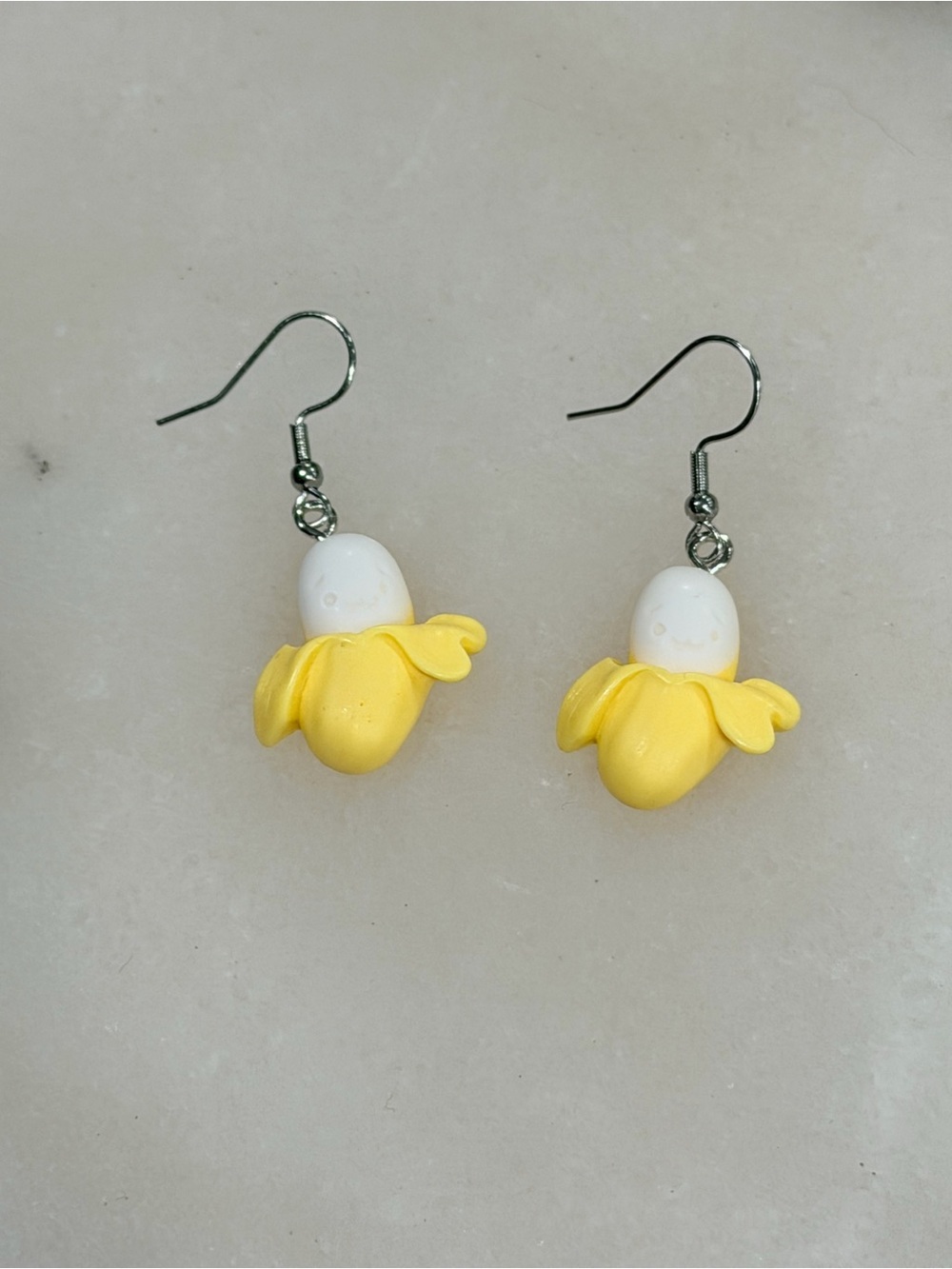 Cute Yellow Banana Peel Dangle Earrings Fun Novelty Jewelry